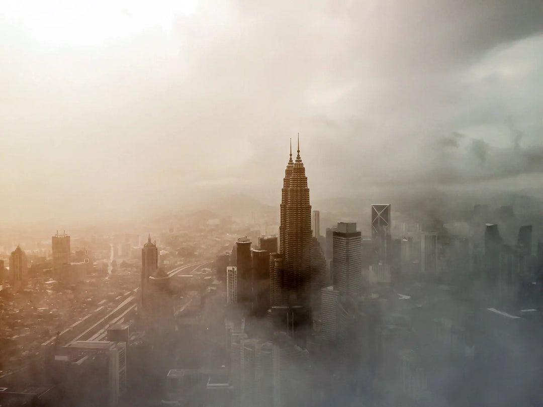 Cities with visible air pollution affecting health.