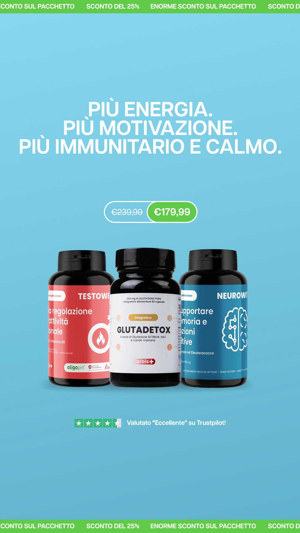 ⚡ ENERGY AND MOTIVATION: 2x TESTOWIT + 2x NEUROWIT + 2x GLUTADETOX - ORBIS Lifestyle